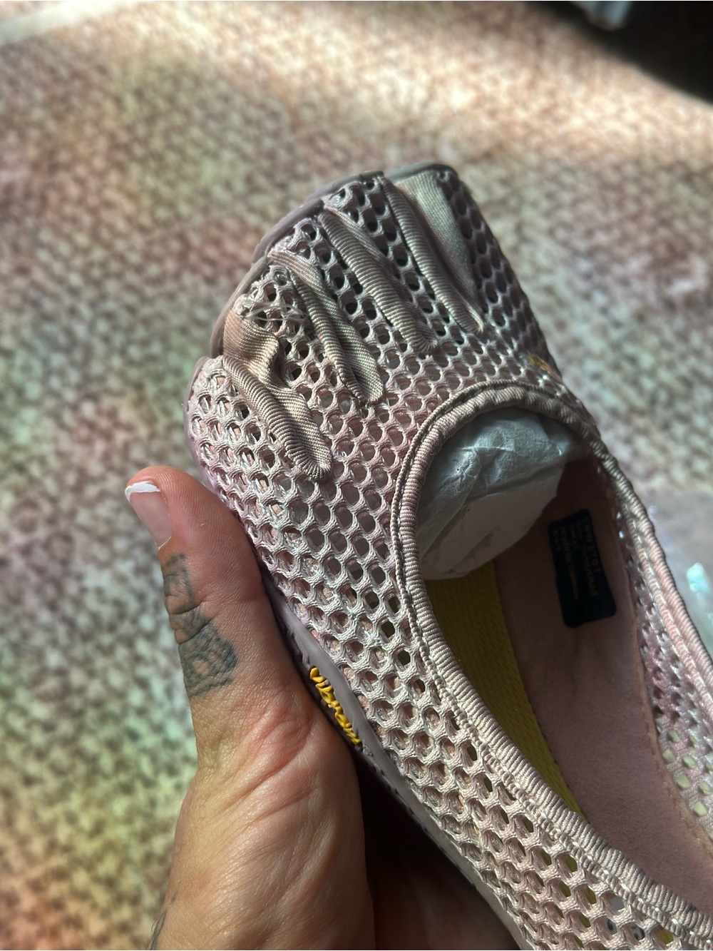 VIBRAM Mesh Ballet Flat Slip-On Toe Shoes in Blush Pink